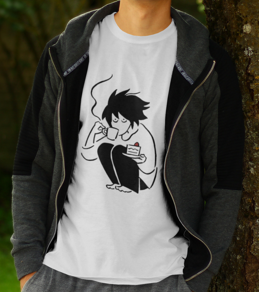 Death Note L Coffee And Strawberry Cake Scene T-Shirt