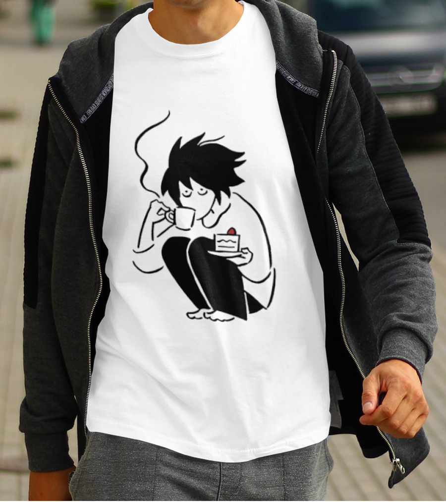 Death Note L Coffee And Strawberry Cake Scene T-Shirt