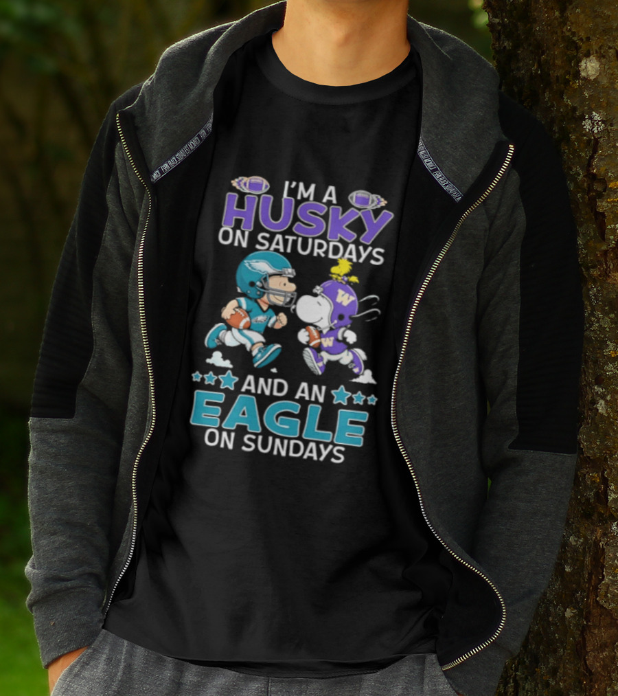Snoopy And Charlie Brown Husky Saturdays Eagle Sundays T-Shirt