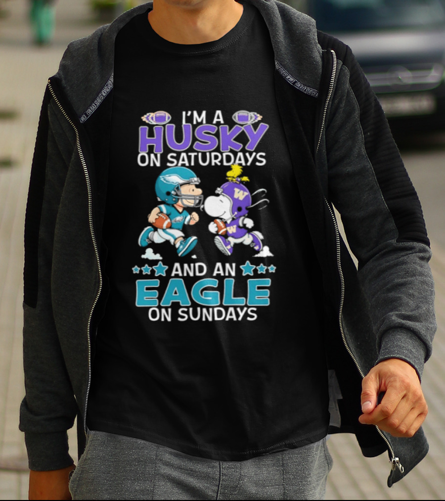 Snoopy And Charlie Brown Husky Saturdays Eagle Sundays T-Shirt