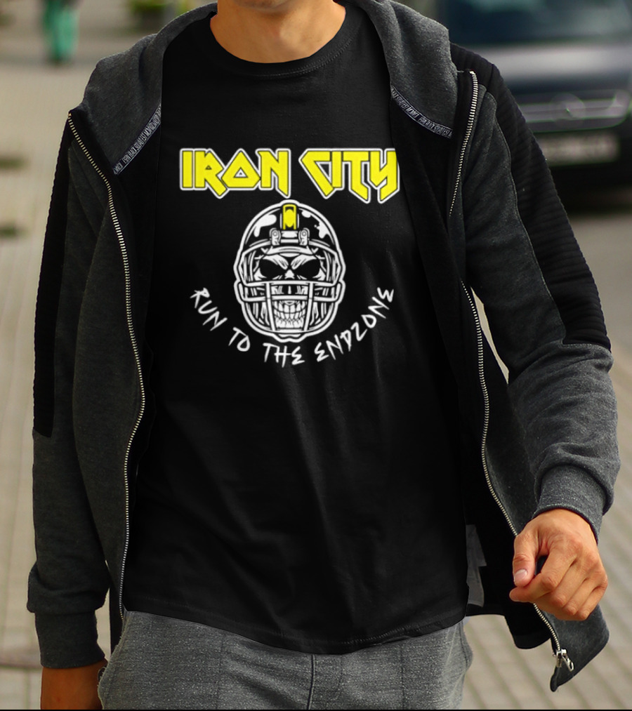 Iron City Run To The Endzone Skull Helmet T-Shirt