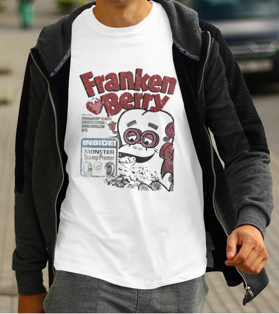 Franken Berry Monster Stamp Printer Inside T-Shirt