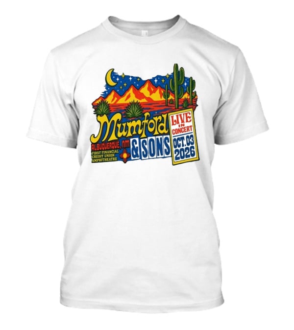 Mumford & Sons Albuquerque NM Live In Concert Oct 03 2026 First Financial Credit Union Amphitheatre T-Shirt