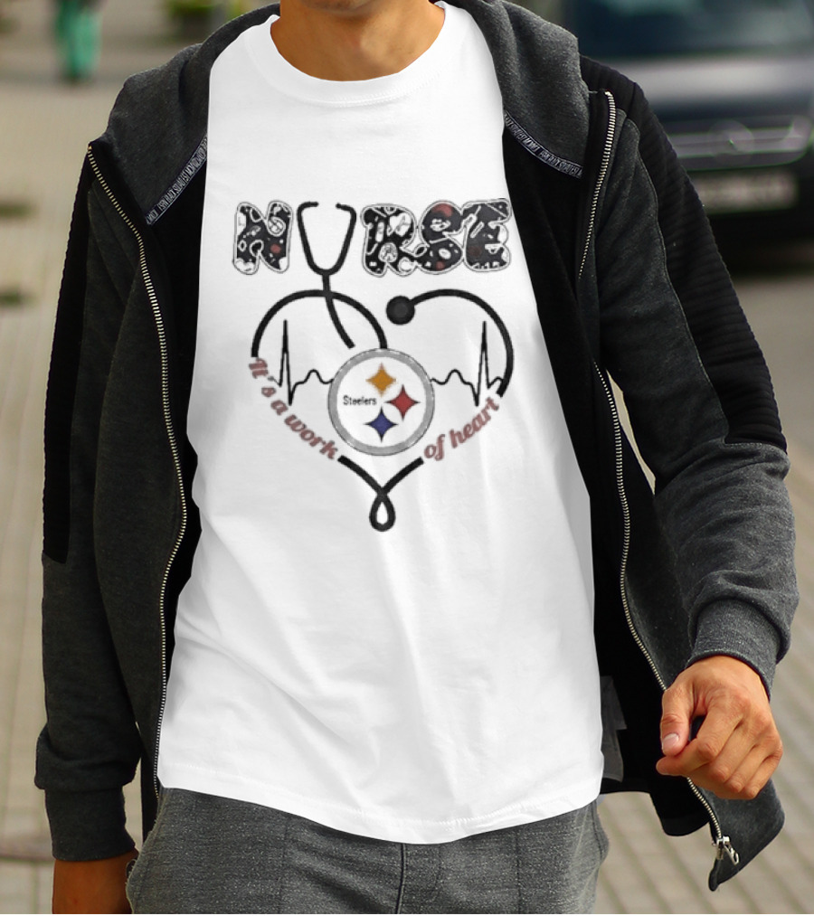 Nurse Heartbeat Pittsburgh Steelers Work Of Heart T-Shirt
