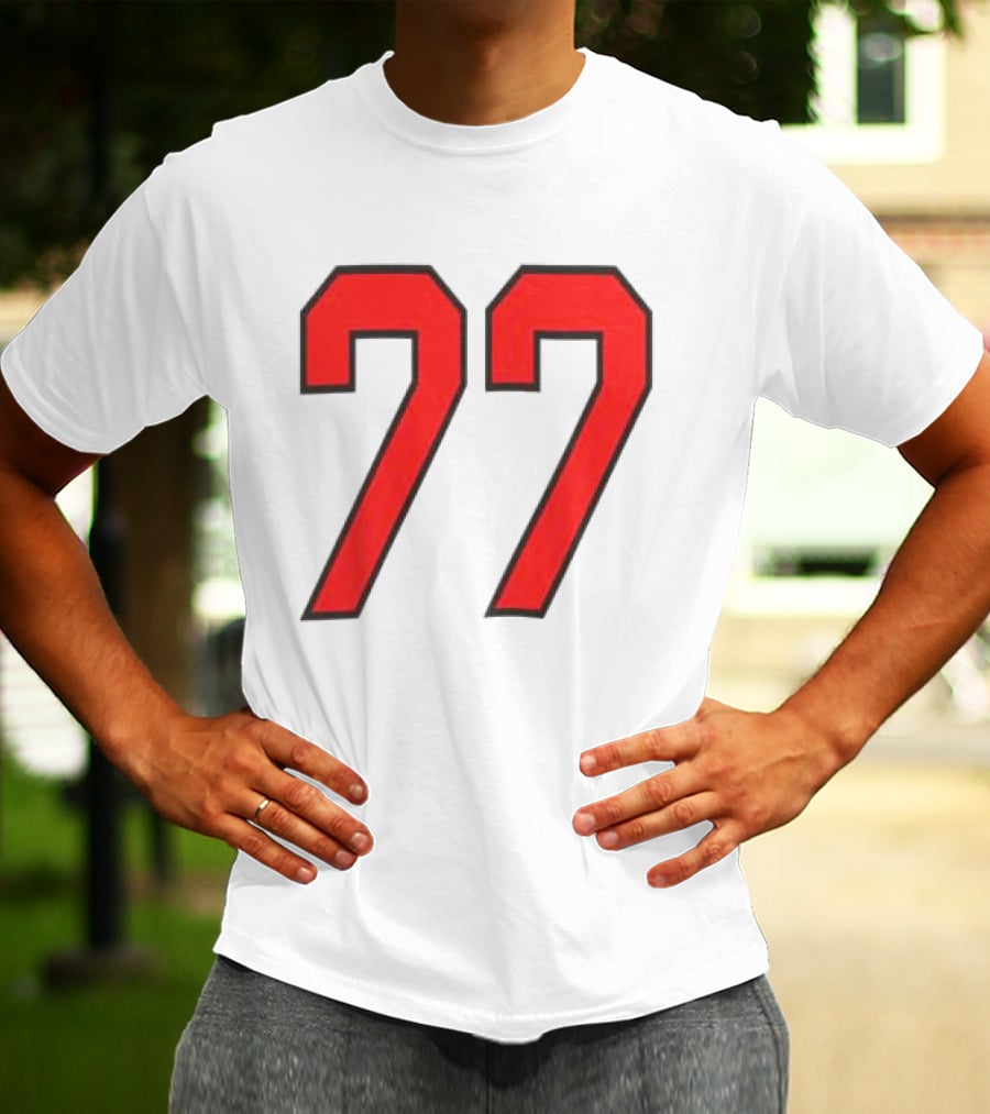 Sombr Tour Store 77 Red Ringer Classic Block Number T-Shirt