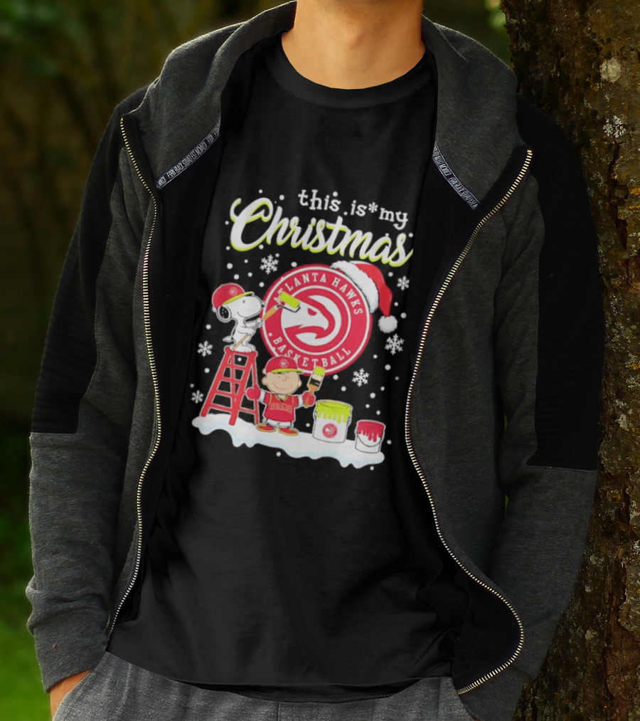 Atlanta Hawks Snoopy Woodstock Charlie Brown Christmas 2026 Basketball T-Shirt