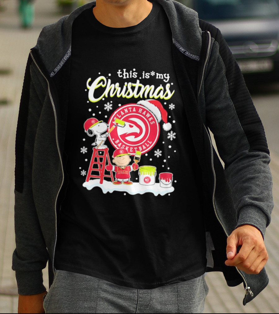Atlanta Hawks Snoopy Woodstock Charlie Brown Christmas 2026 Basketball T-Shirt