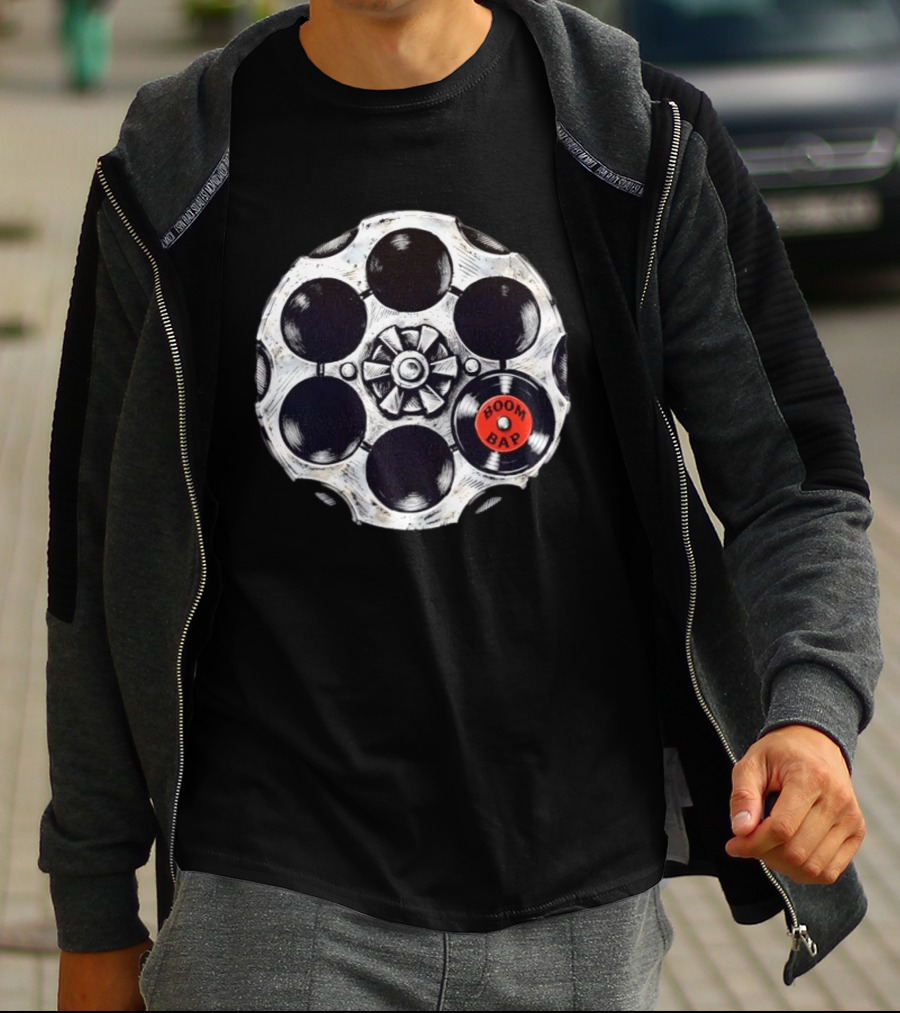 Boom Bap Vinyl Record Revolver Cylinder T-Shirt