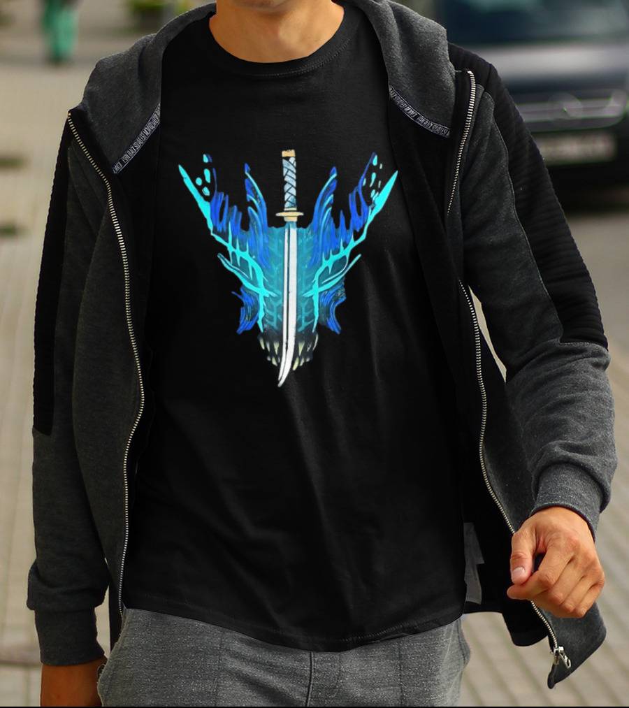 Devil May Cry 5 Vergil Yamato Sword Blue Flames T-Shirt