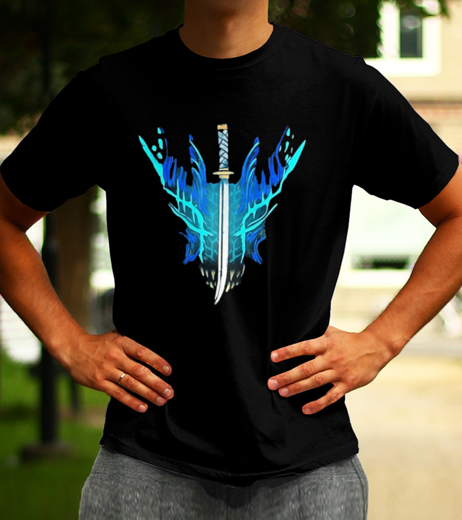 Devil May Cry 5 Vergil Yamato Sword Blue Flames T-Shirt