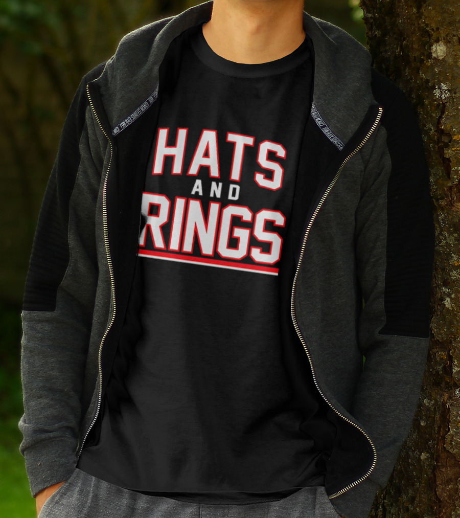 Hats And Rings Bold Red Lettering T-Shirt