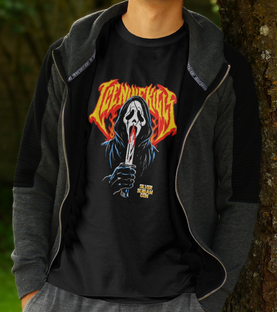 Ice Nine Kills Silver Scream Con V Ghost Mask Bloody Knife October 2 4 2026 DCU Center Worcester MA T-Shirt