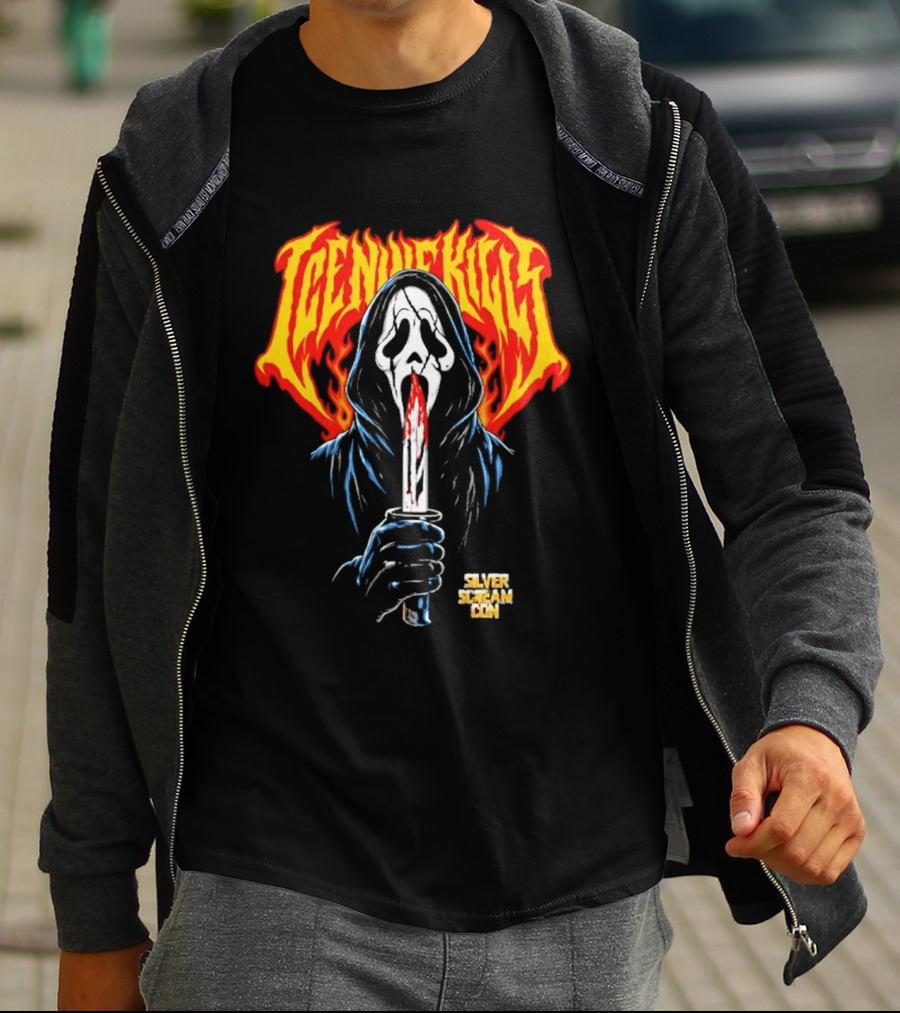Ice Nine Kills Silver Scream Con V Ghost Mask Bloody Knife October 2 4 2026 DCU Center Worcester MA T-Shirt