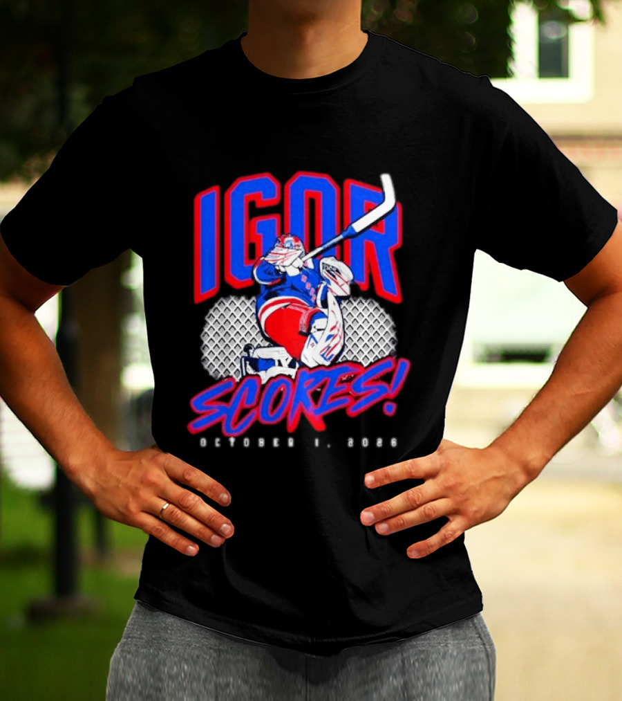 Igor Scores October 1 2026 Hockey Goalie Celebration T-Shirt