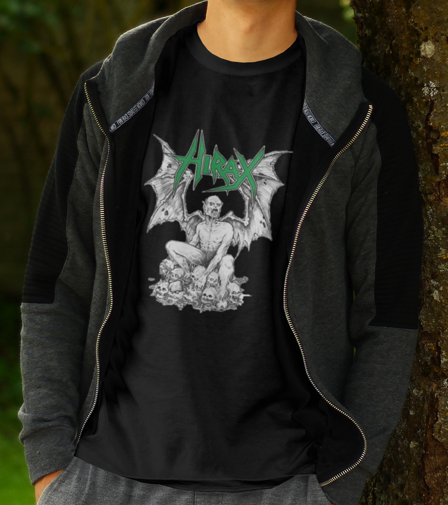 Nightshift Store Hirax 13Th Son Winged Skeleton On Skulls T-Shirt