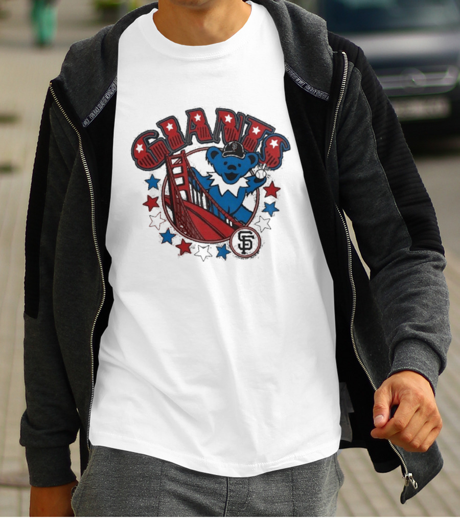 Grateful Dead Giants Bear San Francisco Bridge Retro Stars T-Shirt