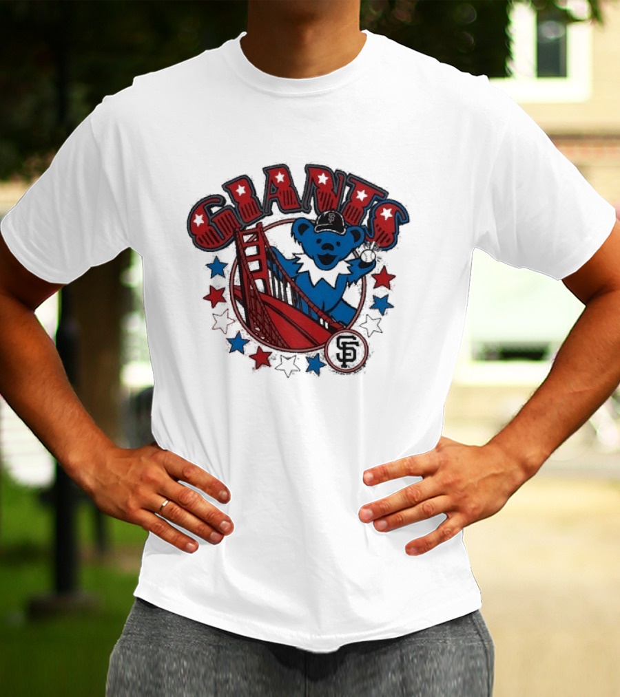 Grateful Dead Giants Bear San Francisco Bridge Retro Stars T-Shirt