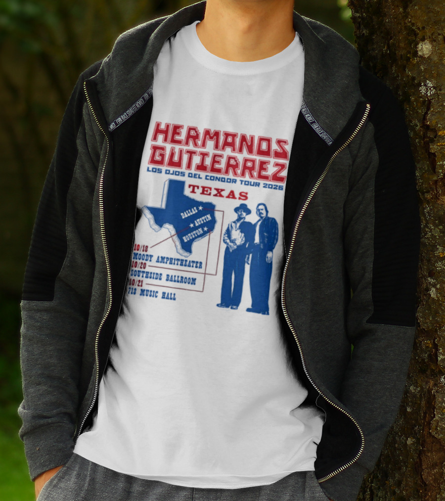 Hermanos Gutierrez Texas Los Ojos Condor Tour Dates October 18 Austin 20 Houston 21 Dallas 2026 T-Shirt