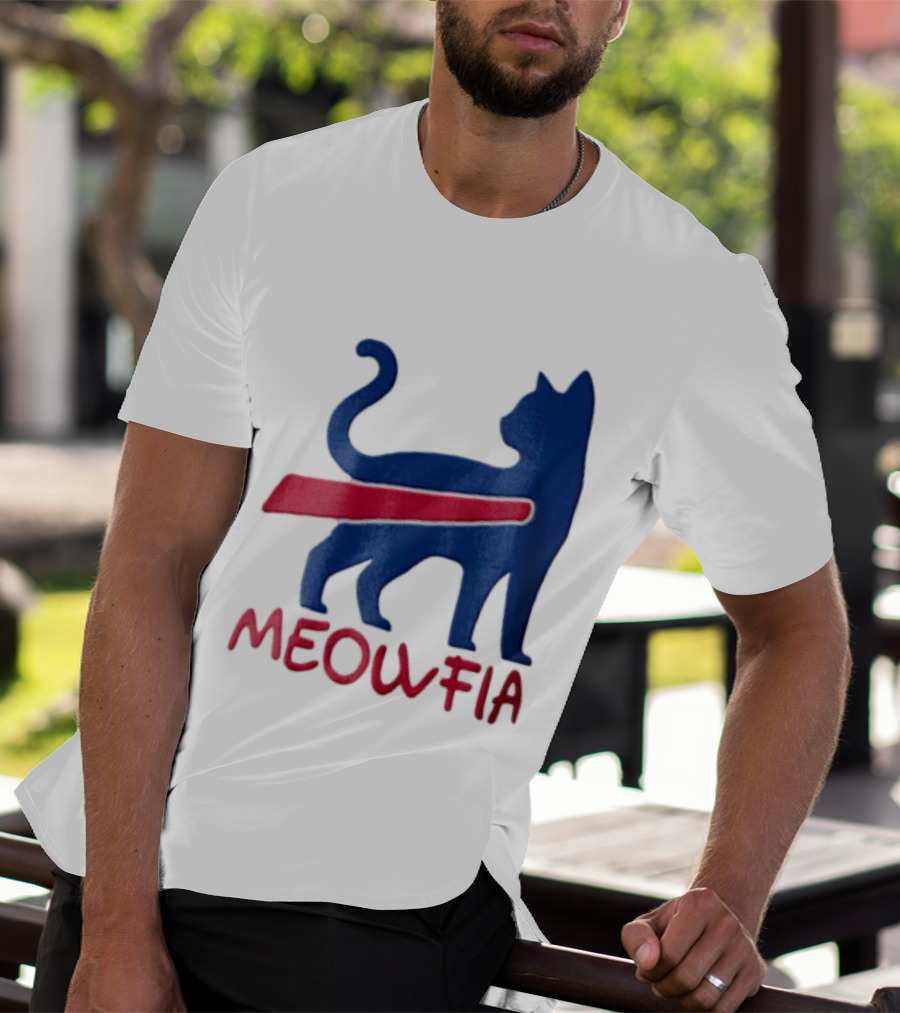 Meowfia Blue Cat Red T-Shirt
