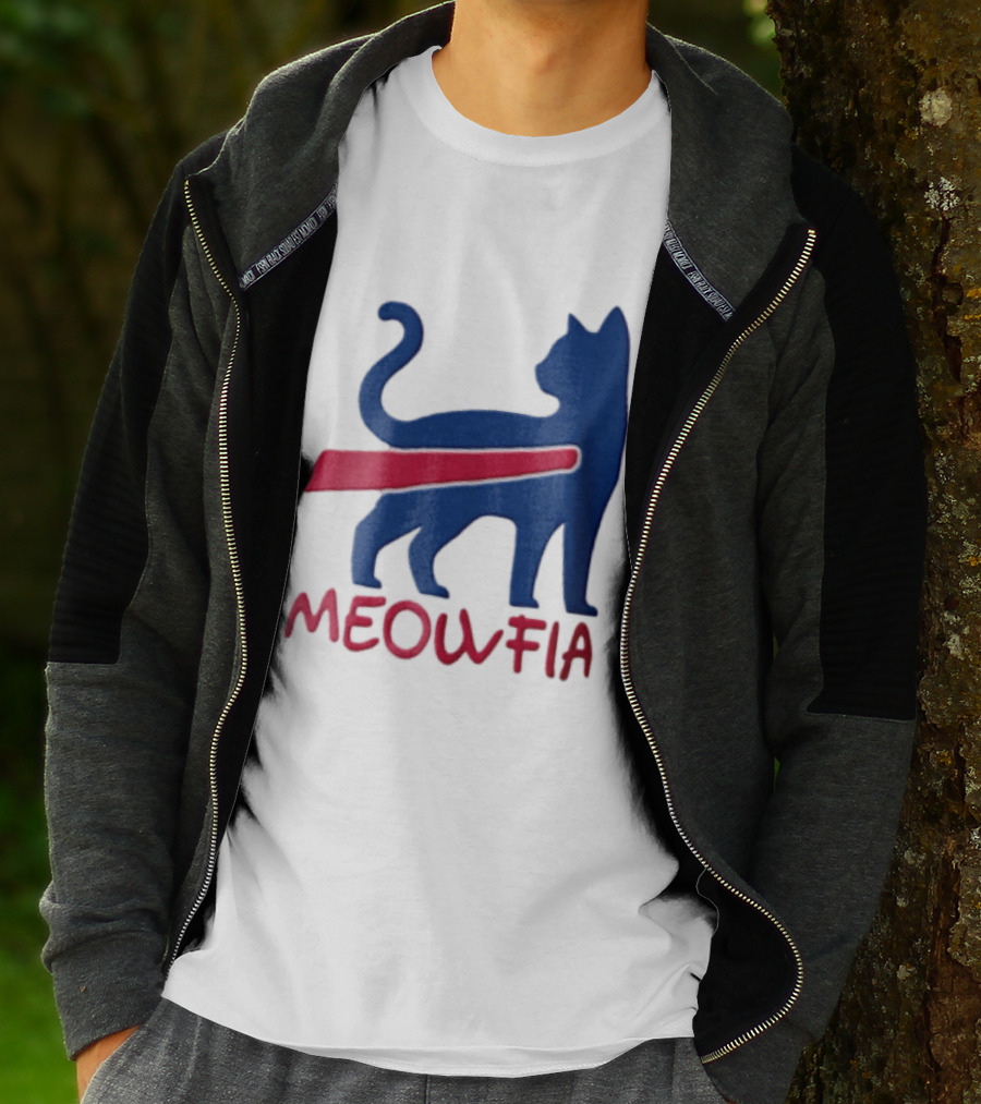 Meowfia Blue Cat Red T-Shirt