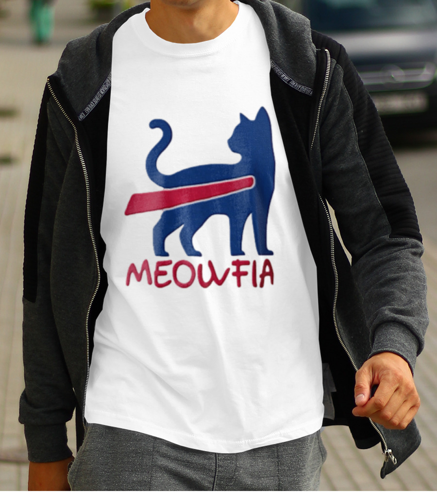 Meowfia Blue Cat Red T-Shirt