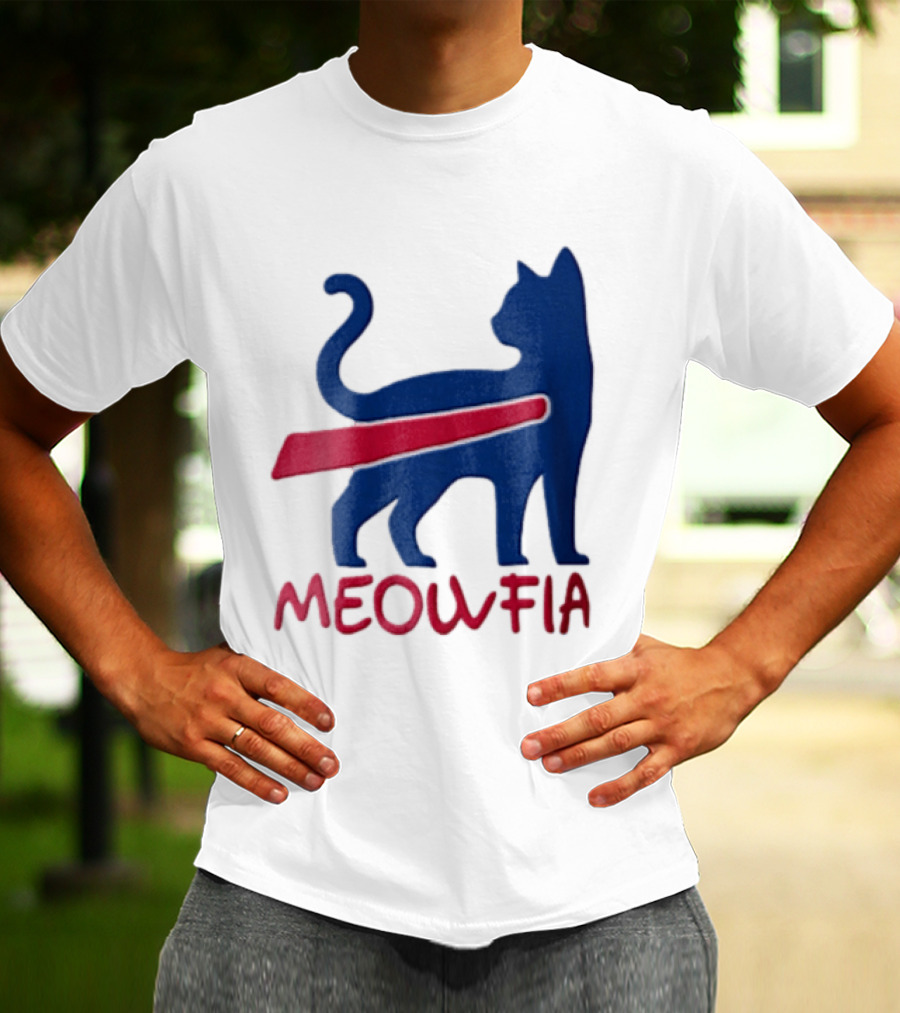 Meowfia Blue Cat Red T-Shirt