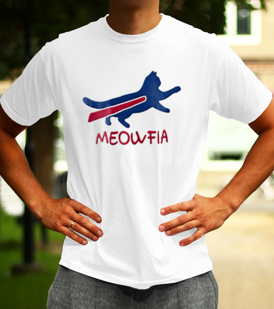 Meowfia Blue Cat Red T-Shirt