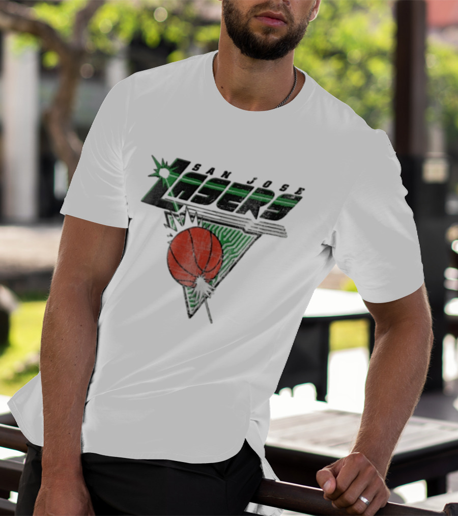 San Jose Lasers Basketball Green Circuit Triangle T-Shirt