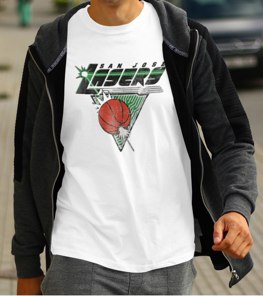 San Jose Lasers Basketball Green Circuit Triangle T-Shirt