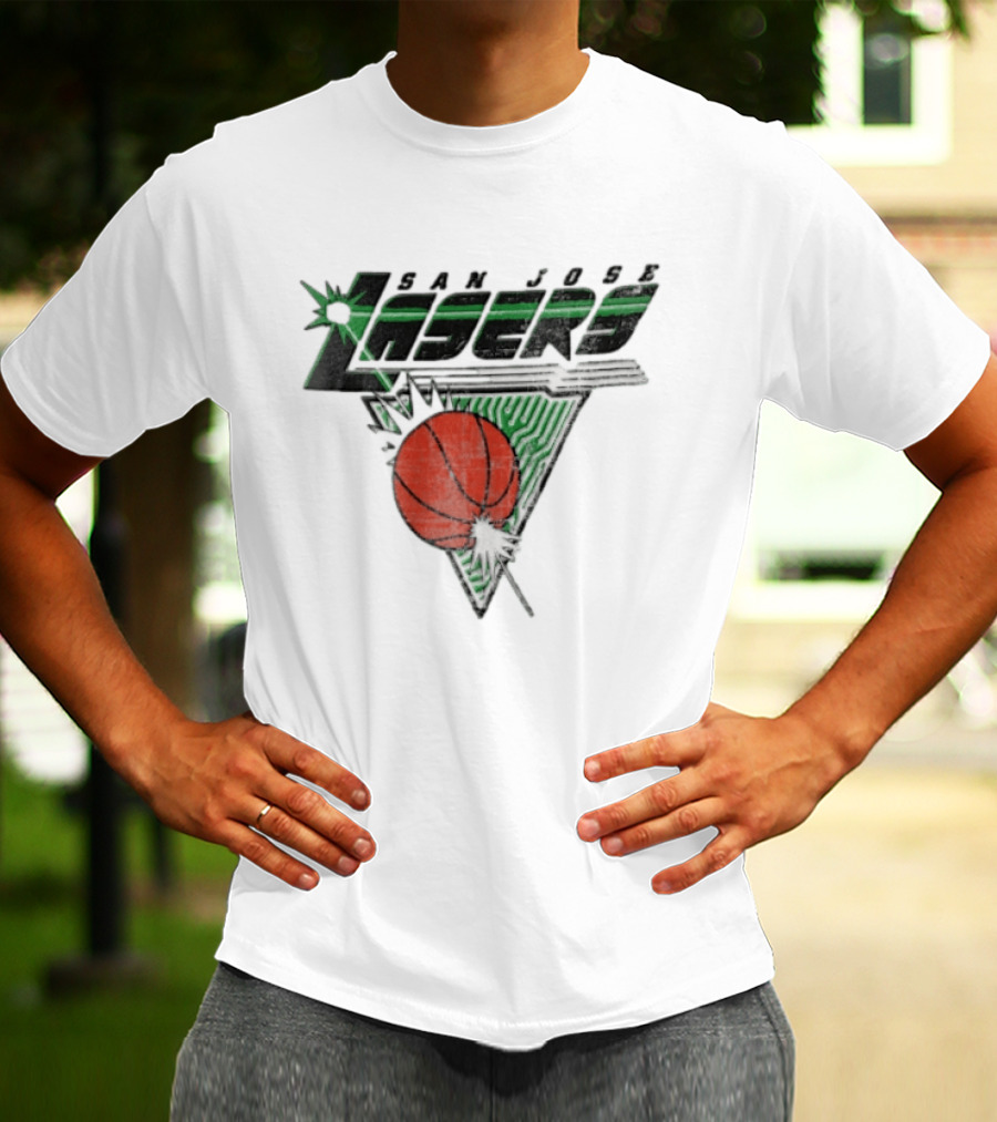 San Jose Lasers Basketball Green Circuit Triangle T-Shirt