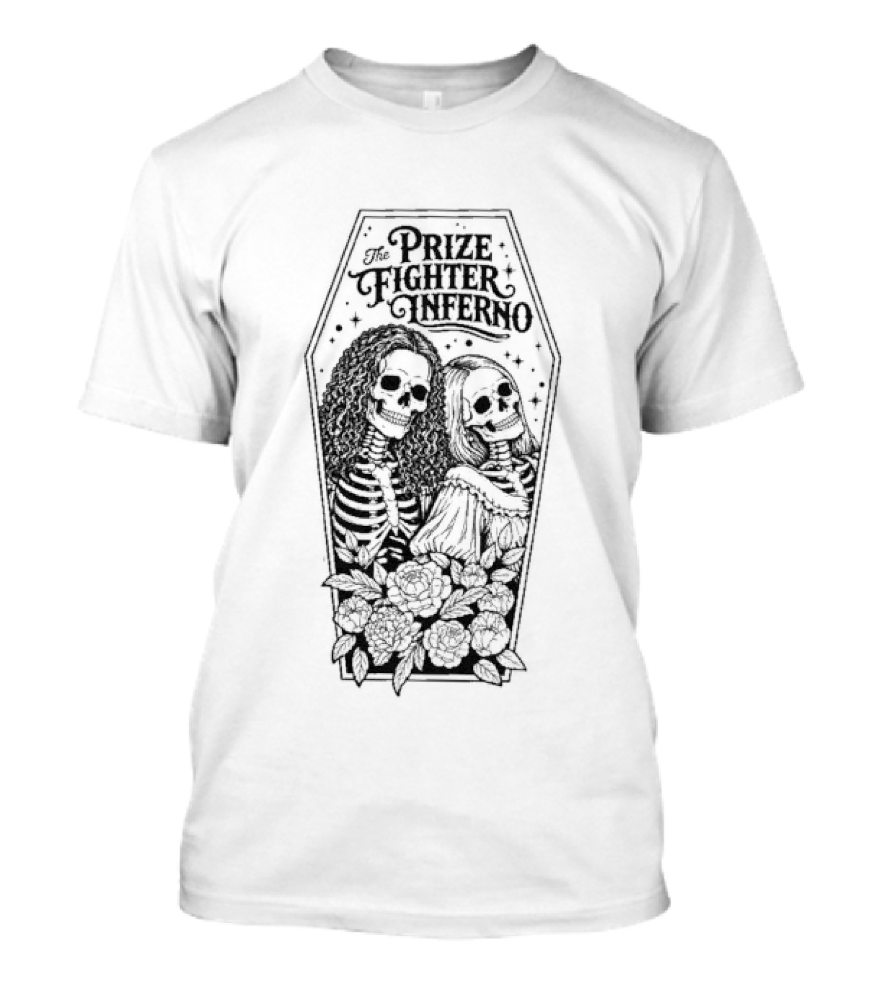 The Prize Fighter Inferno Skeleton Lovers At Neverender Floral Coffin T-Shirt