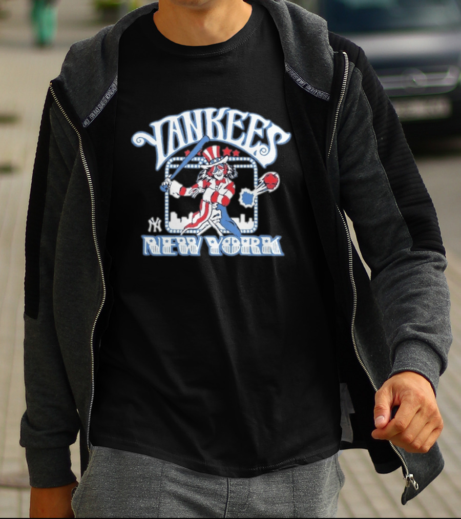 Yankees New York Grateful Dead Skeleton Patriotic Baseball T-Shirt
