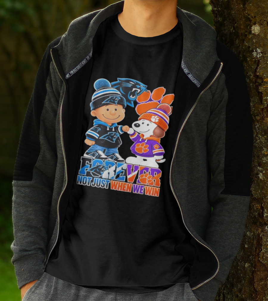 Charlie Brown Snoopy Carolina Panthers Clemson Tigers Forever Not Just When We Win T-Shirt