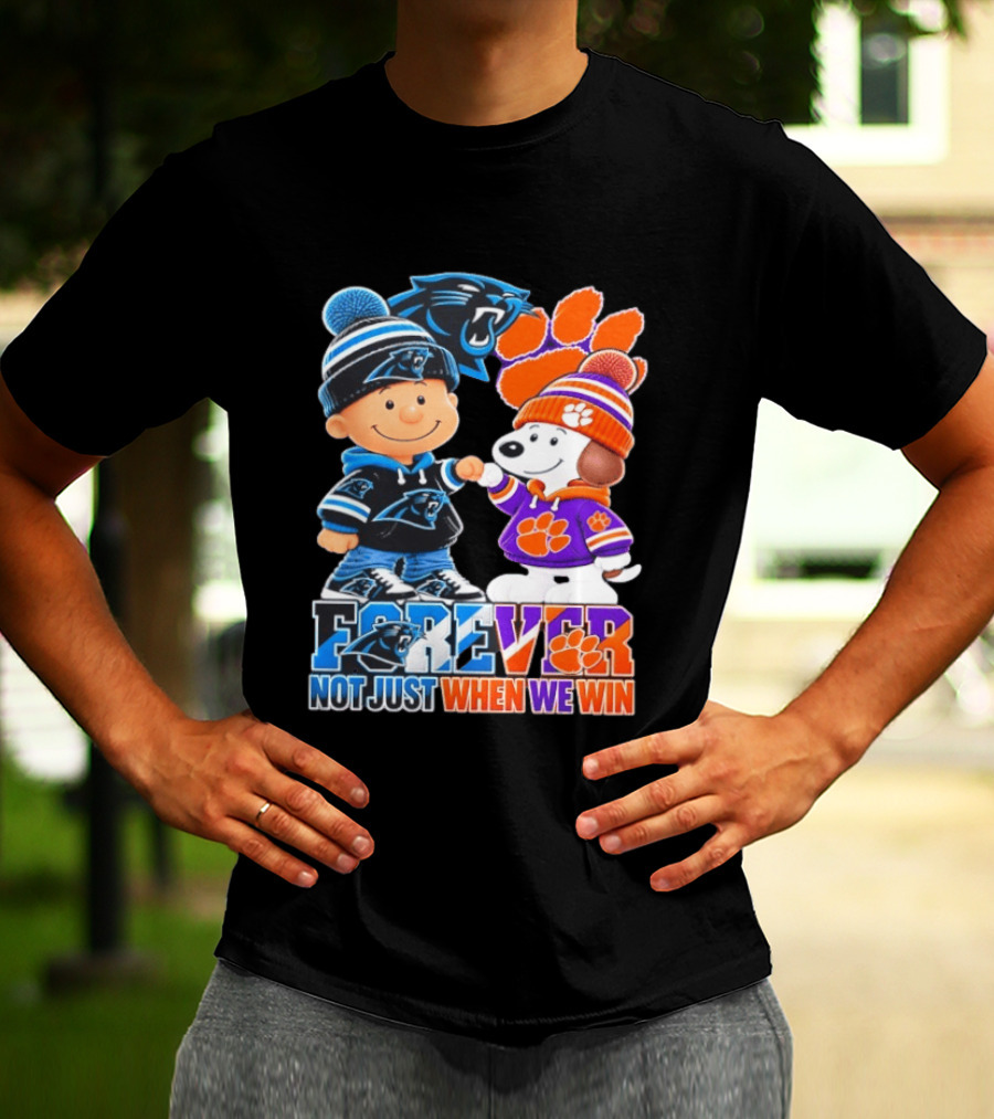 Charlie Brown Snoopy Carolina Panthers Clemson Tigers Forever Not Just When We Win T-Shirt
