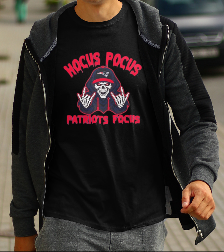 Hocus Pocus New England Patriots Focus Halloween Skull T-Shirt