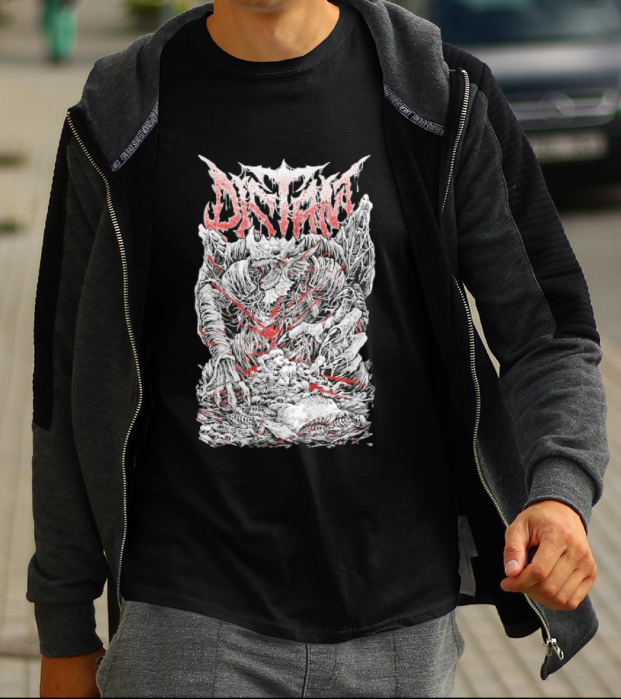 Distant Dragonkin Horror Fantasy Detailed Monster T-Shirt