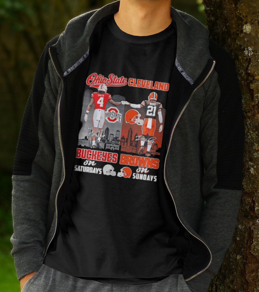 Ohio State Buckeyes Saturdays Cleveland Browns Sundays Ohio State Cleveland Smith Ward T-Shirt