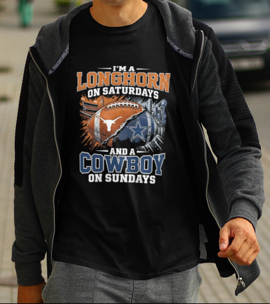 Texas Longhorn On Saturdays Dallas Cowboys On Sundays Fan Gear T-Shirt
