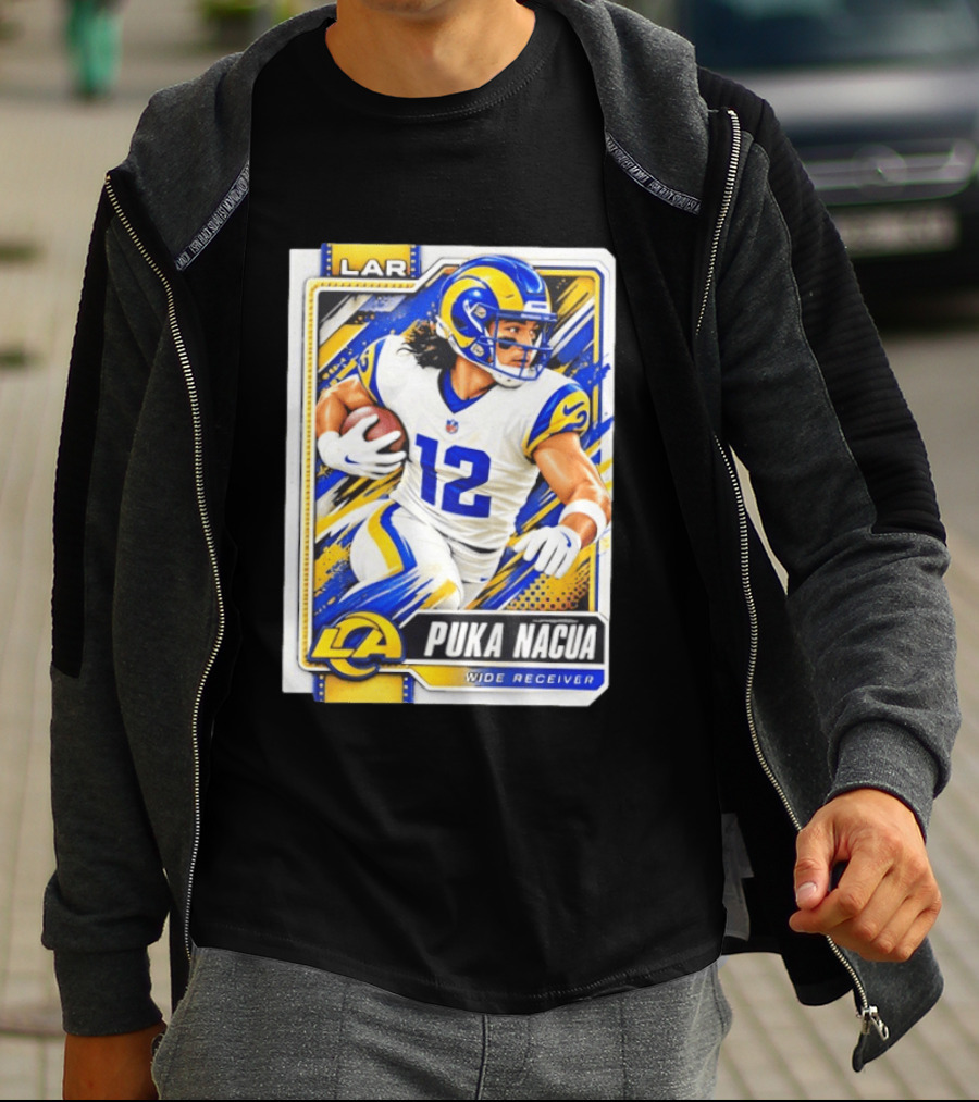 Puka Nacua Los Angeles Rams Wide Receiver LAR Trading Card 2026 T-Shirt