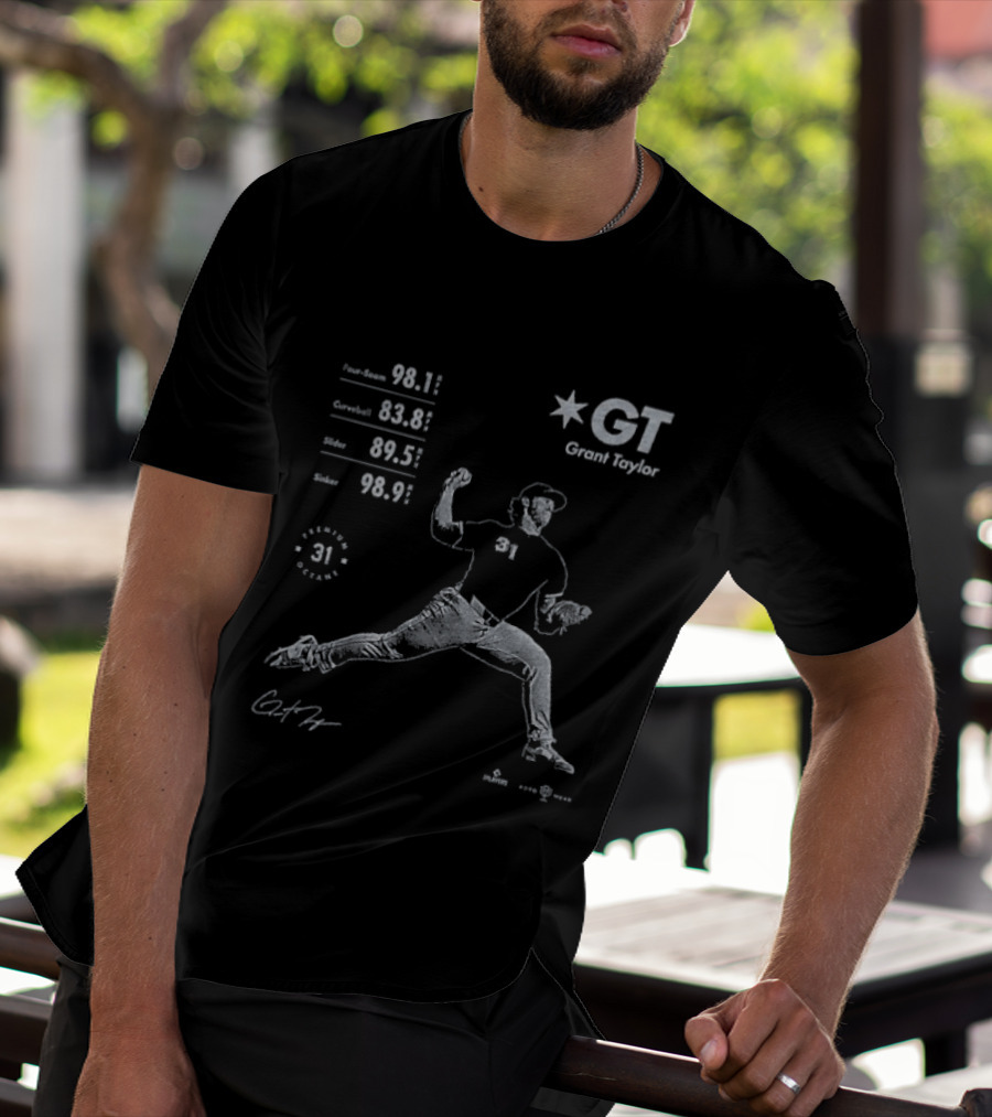 Grant Taylor GT Baseball Pitcher Statistics Graphic 31 T-Shirt