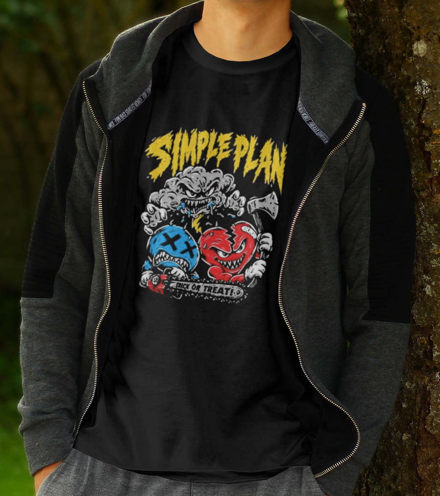 Simple Plan Halloween Trick Or Treat Monsters Axes T-Shirt