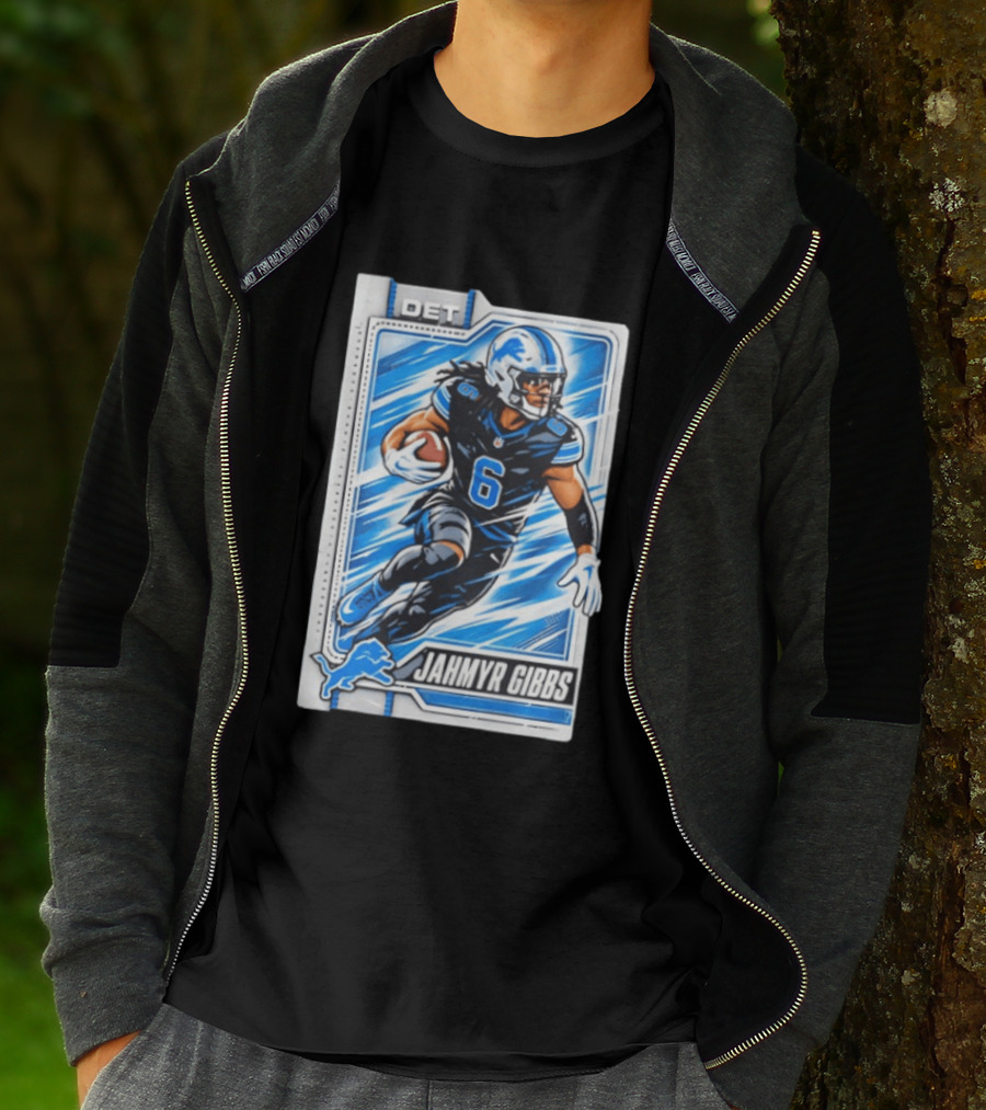Jahmyr Gibbs DET 6 Football Card Detroit Lions T-Shirt