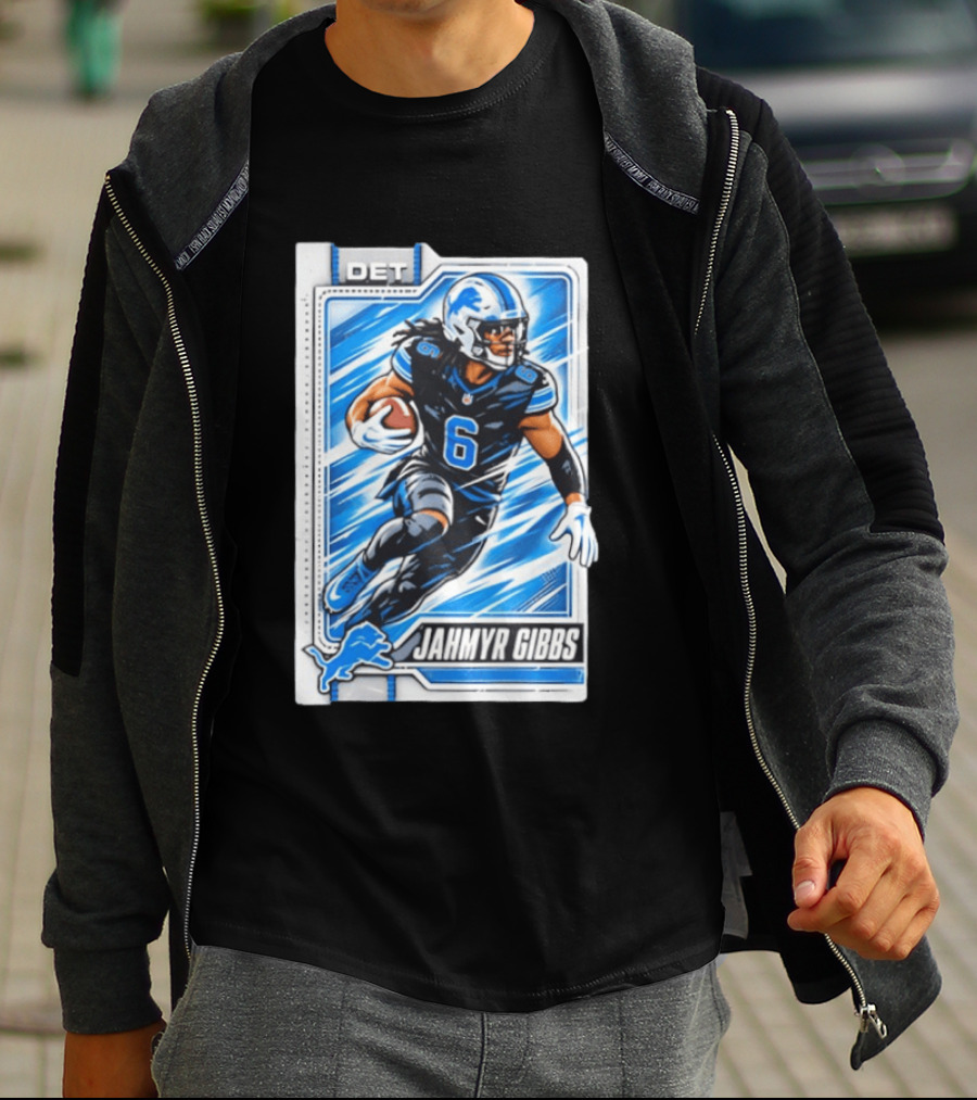 Jahmyr Gibbs DET 6 Football Card Detroit Lions T-Shirt