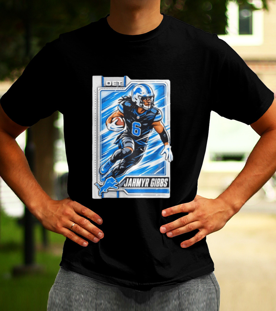 Jahmyr Gibbs DET 6 Football Card Detroit Lions T-Shirt