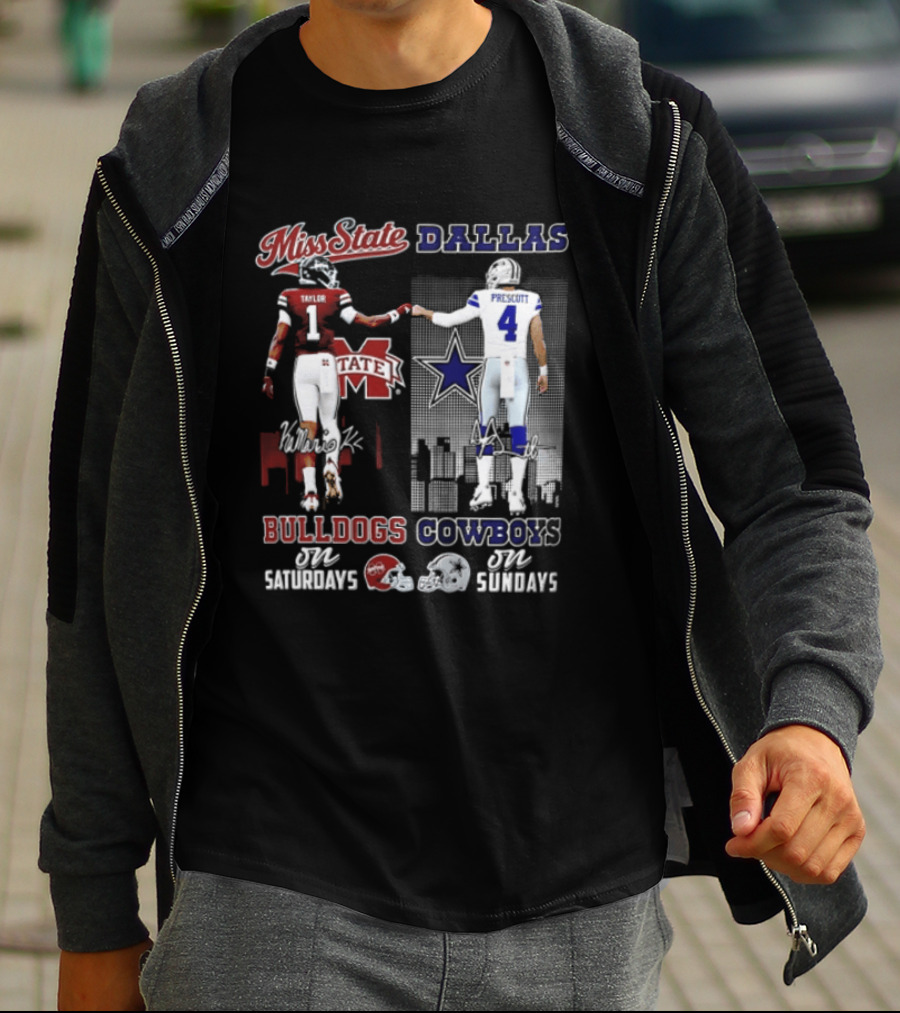 Mississippi State Bulldogs Dallas Cowboys Taylor Prescott Saturdays Sundays T-Shirt
