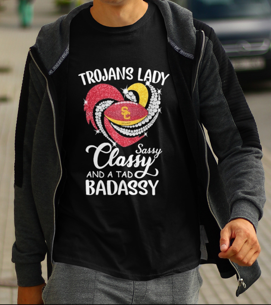 Trojans Lady Classy Sassy And Badassy Diamond Heart USC T-Shirt