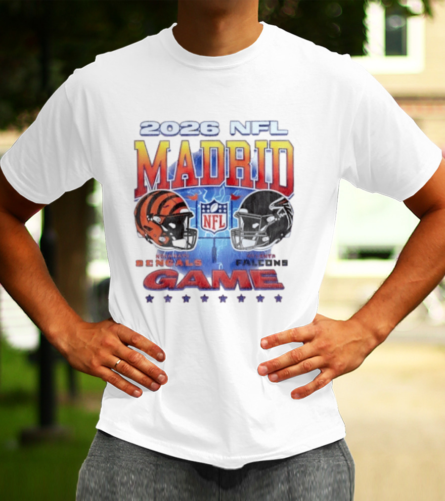 2026 NFL Madrid Game Cincinnati Bengals Vs Atlanta Falcons Matchup T-Shirt