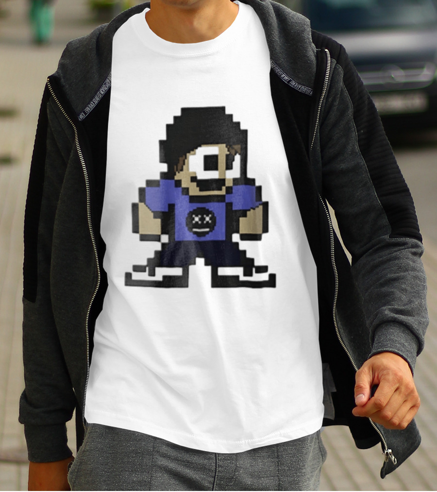 Eddsworld Tom Pixel Art With Black Beanie And Blue T-Shirt