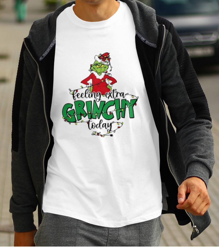Feeling Extra Grinchy Today Christmas Lights Grinch T-Shirt