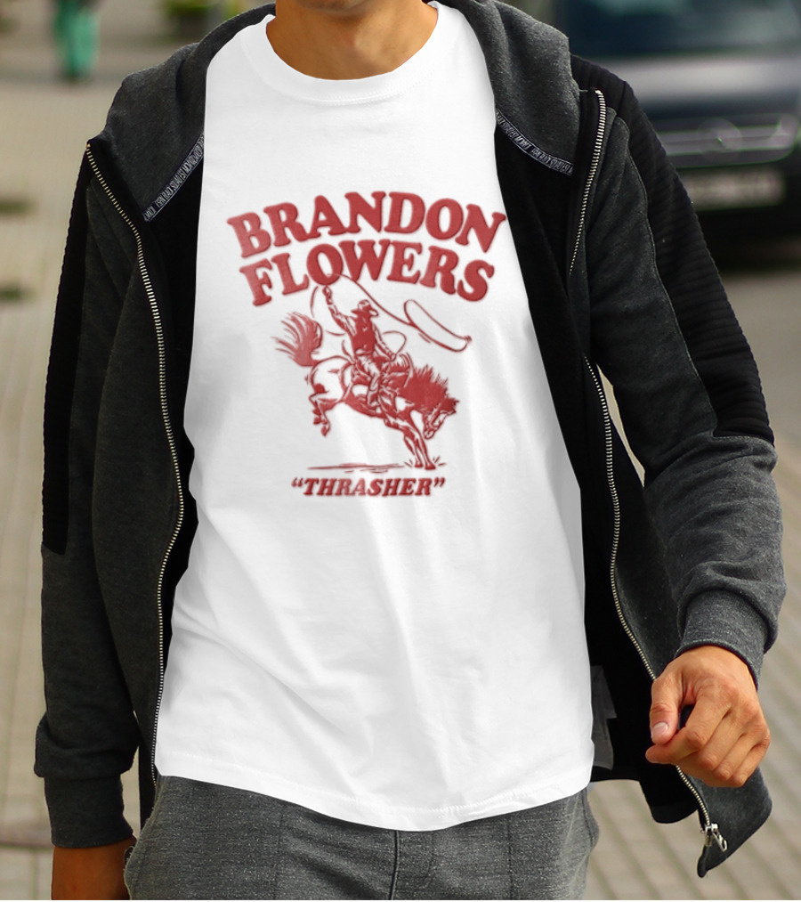 Brandon Flowers Kansas City Chiefs 24 Cowboy Riding Bucking Horse Lasso T-Shirt
